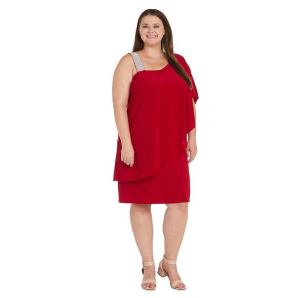 R&M Richards Dresses Rm Richards Womens Red Elbow Sleeve Knee
